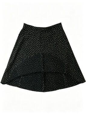 Vintage ANN Black Ditsy Floral Swing Mini Skirt, XXS
